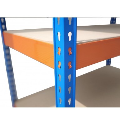 Raft triplu PROFESIONAL Premium 2000x2700x400 mm (HxLxl) lacuit albastru/portocaliu 5 polite MDF, 7500 kg, 7 ani garantie, PLUS foto