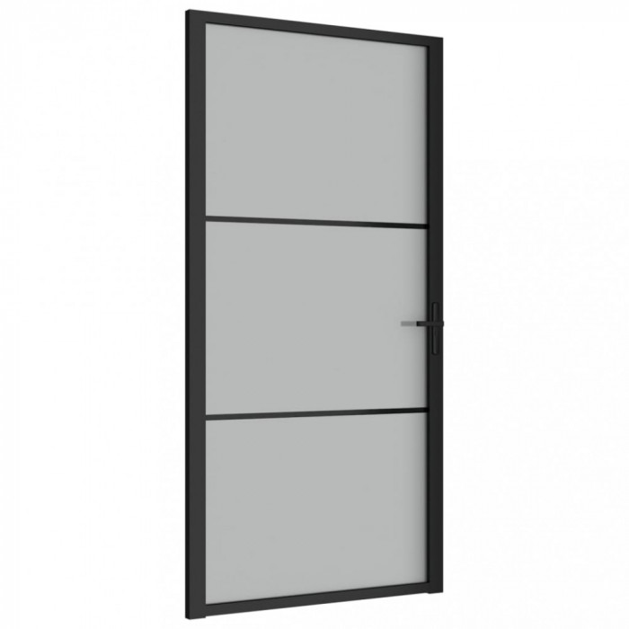 Ușă de interior, 102,5x201,5 cm, Negru, sticlă mată și aluminiu