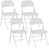 HOMCOM Set de 4 scaune pliante, scaune portabile de birou, picioare din metal, faltstuhl pentru birou, recepție, sala de așteptare, piele ecologică, a