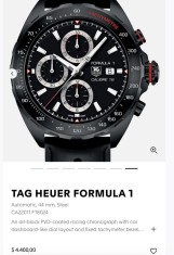 CEAS TAG HEUER FORMULA 1 - Calibre 16 - Black PVD-Coated - 44mm - 4400$ !