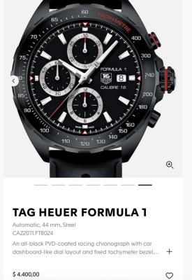 CEAS TAG HEUER FORMULA 1 - Calibre 16 - Black PVD-Coated - 44mm - 4400$ ! foto