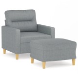 Cumpara ieftin Fotoliu canapea cu taburet, gri deschis, 60 cm, textil