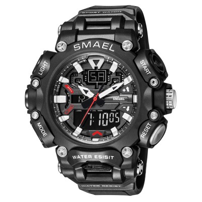 Ceas barbatesc Smael Sport Dual time Afisaj Analog Digital Rezistent la apa si socuri Negru foto