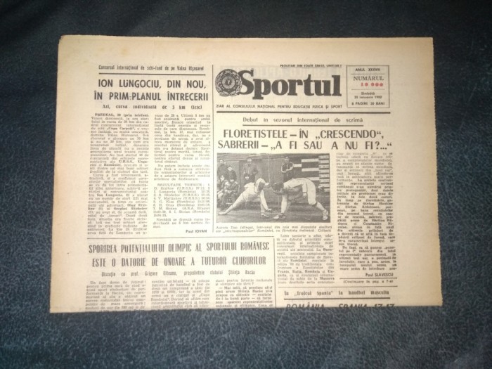 ZIARUL SPORTUL 30 IANUARIE 1982 NUMARUL 10000