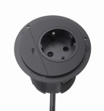 Priza incastrabila, sistem conector rotund incorporat pentru birou cu incarcator USB-C 250VAC 16A cablu 1,8m