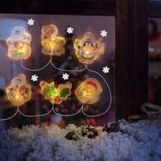 Șir de lumina cu LED de Crăciun - autocolant gel pentru geam - 6 LED-uri - 2 x AA foto