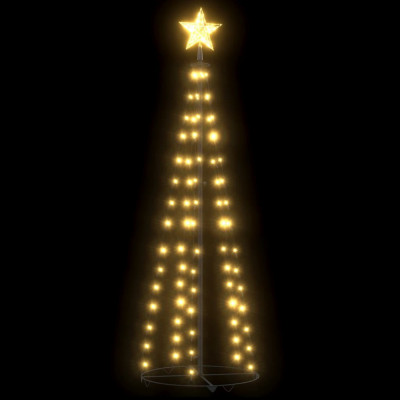 Brad de Crăciun conic, 70 LED-uri, alb cald, 50x120 cm foto