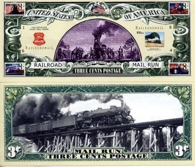 !!! SUA = FANTASY NOTE = RAILROAD MAIL RUN - 2002 - UNC foto
