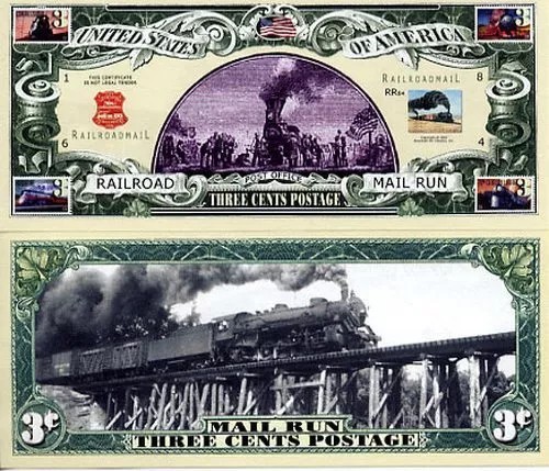 !!! SUA = FANTASY NOTE = RAILROAD MAIL RUN - 2002 - UNC