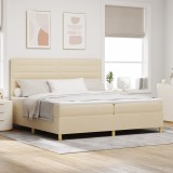 VidaXL Pat Box Spring cu Saltea Crem 200x200 cm Țesătură