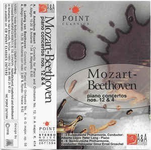 Casetă audio Mozart - Beethoven &amp;lrm;&amp;ndash; Piano Concertos Nos. 12 &amp;amp; 4, originală foto