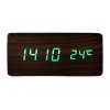 Ceas de masa elSales ELS-1574 , afisaj LED verde , temperatura , data , format ora 24 h , lemn maro