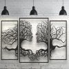 Set 3 Decoratiuni Perete Krodesign Tree Kiss, Negru, 71cm, Metal 2mm, Fabricat in Romania