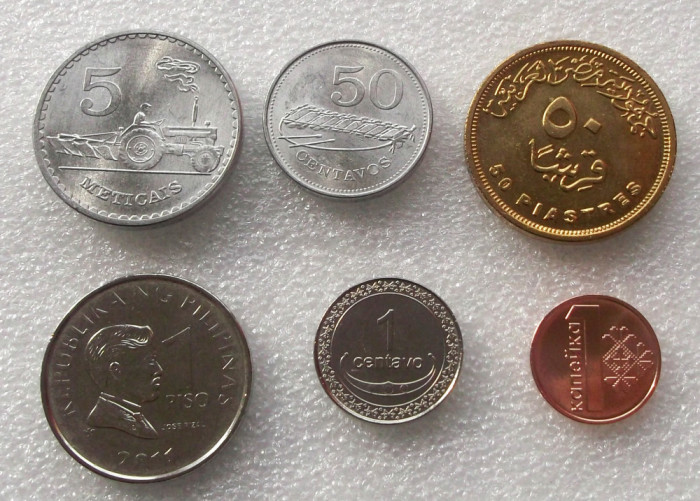 Lot 6 monede UNC Mozambic Egipt Filipine Est Timor Belarus **