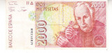 M1 - Bancnota foarte veche - Spania - 2000 pesetas - 1992