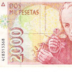 M1 - Bancnota foarte veche - Spania - 2000 pesetas - 1992