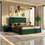 Pat Adela Verde Catifea Premium cu Noptiere Tapitate Trimite mesaj