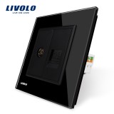 Cumpara ieftin Priza dubla TV + priza internet Livolo cu rama din sticla SmartElectro IntelligentHouse