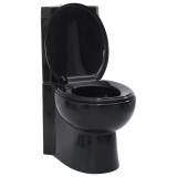 Cumpara ieftin Vas toaleta din ceramica, WC baie de colt, negru