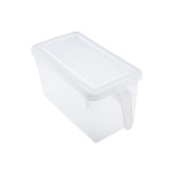 Set 3 cutii organizatoare, cu maner si capac, transparent, plastic, 31.5x15.5x16 cm