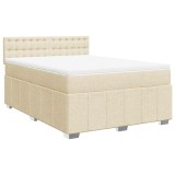Cumpara ieftin Pat box spring cu saltea, crem, 140x200 cm, textil