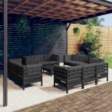 Cumpara ieftin Set mobilier de grădină cu perne, 13 piese, antracit, lemn pin
