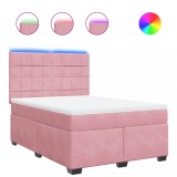 Cumpara ieftin Pat box spring cu saltea, roz, 140x200 cm, catifea