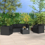 Set mobilier de grădină cu perne, 4 piese, negru, poliratan, vidaXL
