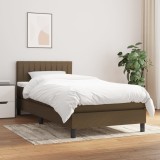 Pat box spring cu saltea, maro &icirc;nchis, 90x190 cm, textil
