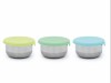 SET 3 RECIPIENTE MINI INOX CU CAPAC SILICON, MELII, BLEU MINT LIME