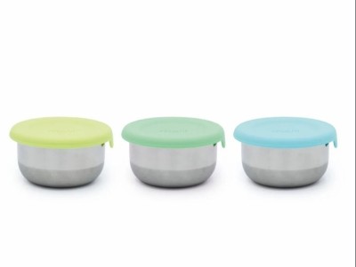 SET 3 RECIPIENTE MINI INOX CU CAPAC SILICON, MELII, BLEU MINT LIME foto