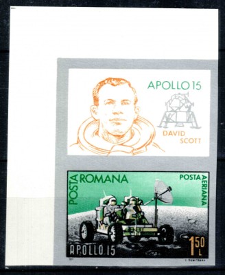 Romania 1971, LP 772 b, Apollo15, timbrul nedantelat, MNH! RAR!!! foto