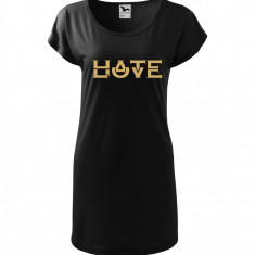 Tricou rochie Malfini bumbac print "Hate Love" marimi S, M, L, XL