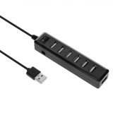 Hub USB, i-JMB, 7 Porturi, Negru, USB 2.0, Viteză Transfer 480 Mbps, Oem