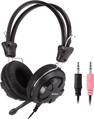 CASTI A4tech, &quot;ComfortFIt&quot;, cu fir, standard, utilizare multimedia, microfon pe brat, conectare prin Jack 3.5 mm x 2, negru, &quot;HS-28-1&quot;, (timbru verde
