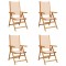 Scaune de gradina rabatabile 4 buc., textil bej/lemn masiv