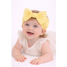 Bentita lata, galben, pentru fetite cu fundita