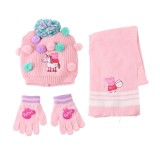 Șapcă pentru Copii cu Pompoane, Eșarfă și Mănuși Peppa Pig