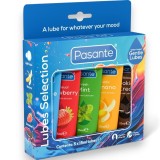 Set 5 lubrifianți PASANTE Lube Selection, pe bază de apă, textură mătăsoasă, fără parabeni, vegan, 5 arome, 5 x 15 ml