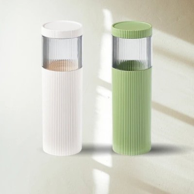 Set 2 pahare pentru periuta de dinti, dimensiuni 20 x 6 cm, 1 x alb / 1 x verde, din material plastic, compact si usor de transportat, alb/verde foto