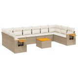 Cumpara ieftin Set canapele de gradina cu perne, 11 piese, bej, poliratan