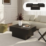 Masa de cafea extensibila Lens, neagra, cu depozitare, 80x60x36 cm