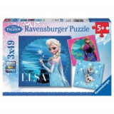 Puzzle frozen elsa anna si olaf 3x49 piese, Ravensburger