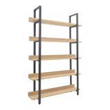 Cumpara ieftin Biblioteca Almond, Pako World, Stejar-Negru, 120x29x185 cm