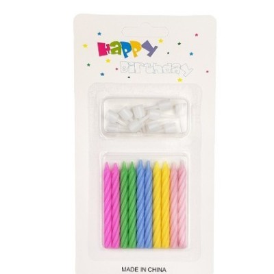 Set 12 Lumanari de Tort, Cyrax, Model Spirala cu Suport, Party, 6.5 cm, din Parafina, Multicolor foto