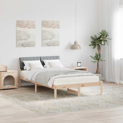 vidaXL Cadru de pat Maro și gri deschis 120 x 190 cm Lemn masiv de pin 878694 foto
