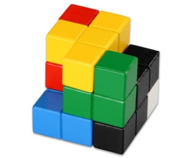 Set de Logica cu cuburi din lemn Colorate tip Cubissimo , Gandire Spatiala si Matematica foto