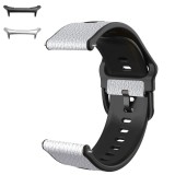 Curea hibrid piele-silicon compatibila cu Samsung Galaxy Watch Ultra, Pearl White