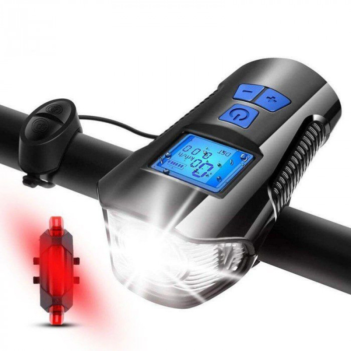 Set far si stop pentru bicicleta lumina led 4 moduri iluminare microusb ip-71500mah