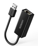 ADAPTOR RETEA Ugreen, &quot;CR110&quot; USB 2.0 to RJ-45 10/100 Mbps Adapter, LED, negru &quot;20254&quot; (timbru verde 0.18 lei) - 6957303822546